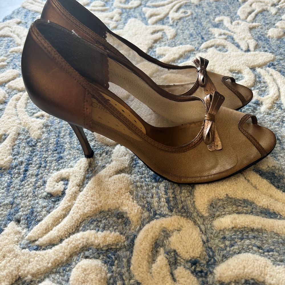 BCBGirls Gold Spike Mesh Heels